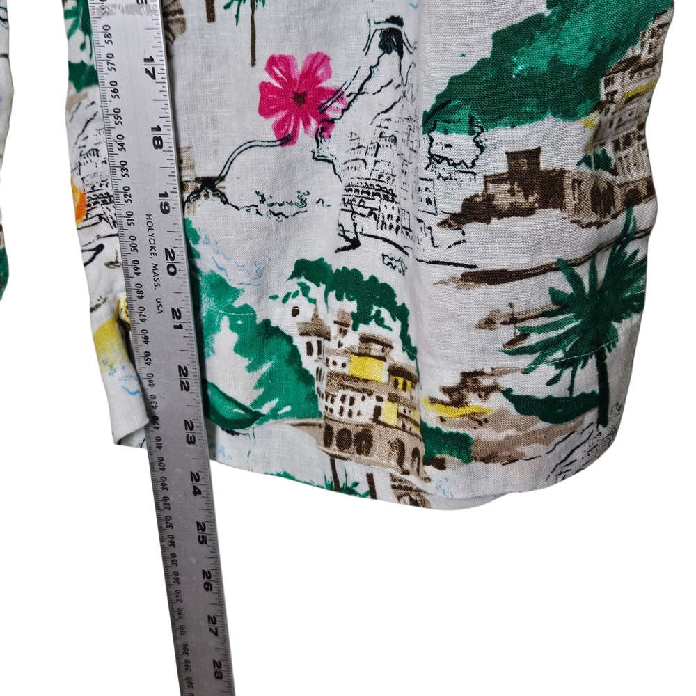 Cynthia Rowley Linen Pants Beach Coastal Print Wide Leg Medium Tropical Vacation - Picture 8 of 9